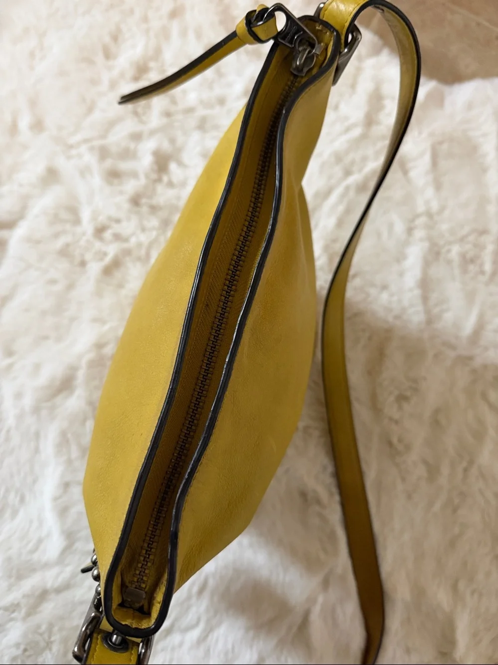 Rare COACH Bleecker Mini Duffle Yellow Leather Crossbody Bucket Bag 32281